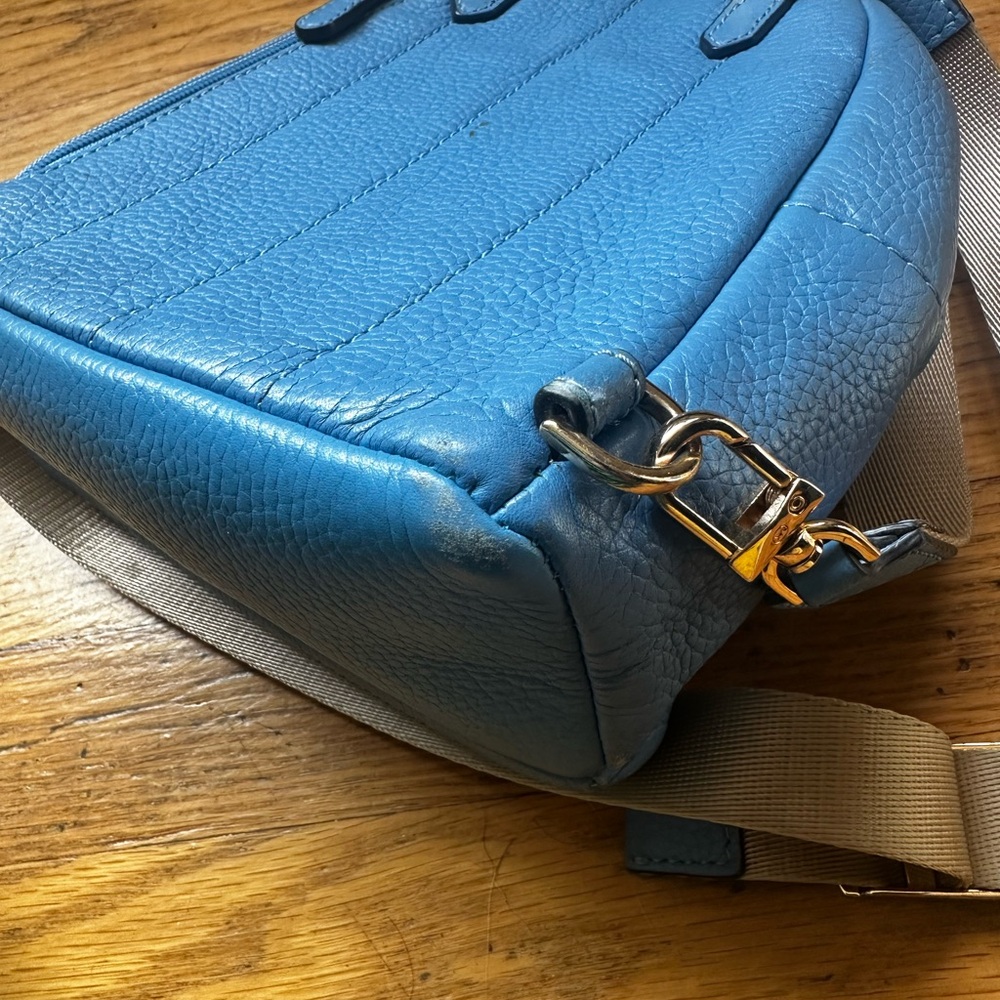 Michael Kors Bright Blue Pebbled Leather Mini Backpack with Chain Detail - Picture 6 of 7